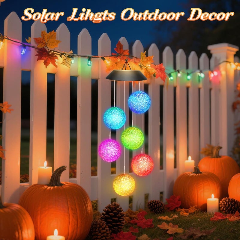 Winzwon Birthday Gifts for Women Grandma Wife Sister, Solar Lights Outdoor Wind Chimes for Outside Garden Yard Patio Porch Decor Hanging Ball Decorations, Christmas Mothers Day Mom Gift for Her - Image 3